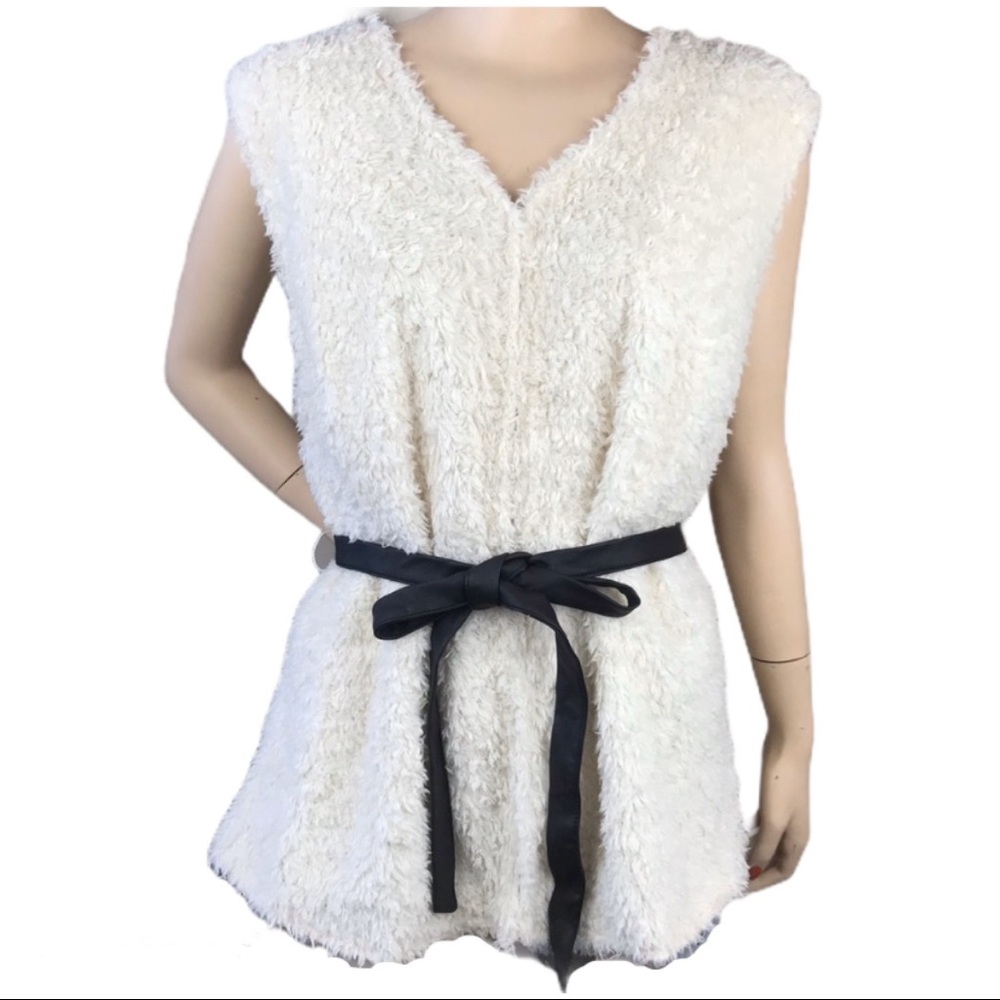 Teddy Bear Faux Fur Vest with Belt